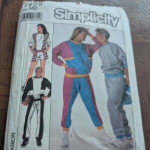 Simplicity Sewing Pattern 8959 Size M Pants Shorts Tops Vintage 1989 Joggers